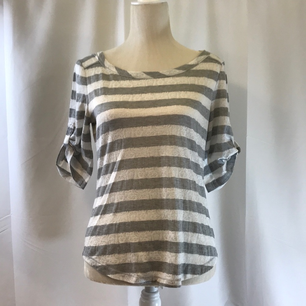 Banana Republic Striped Gray & White Top ~ Small